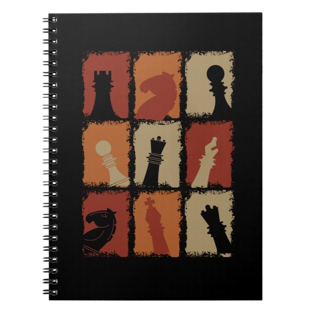 Chess - Chess Pieces Retro Notebook (Front)