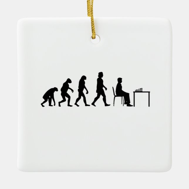 Chess - Chess Player Evolution Ceramic Ornament (Front)