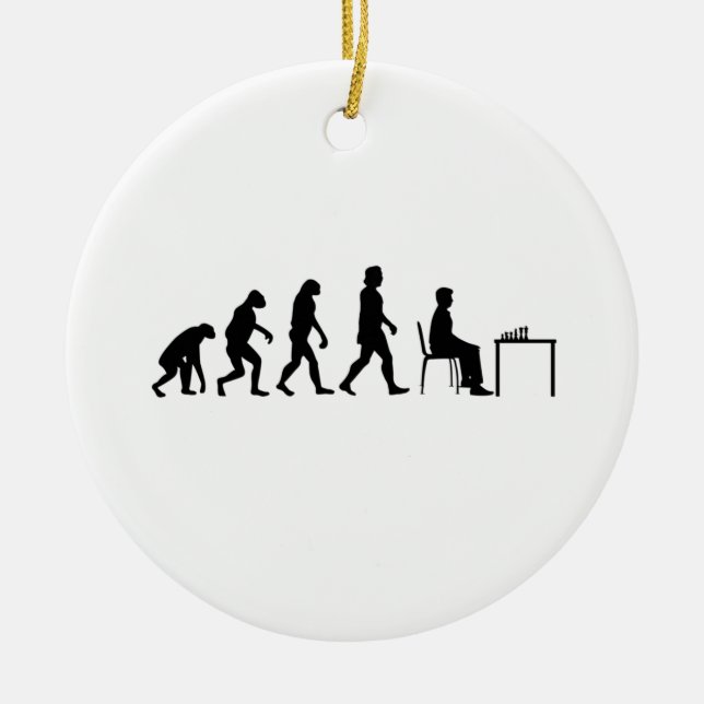Chess - Chess Player Evolution Ceramic Tree Decoration (Front)