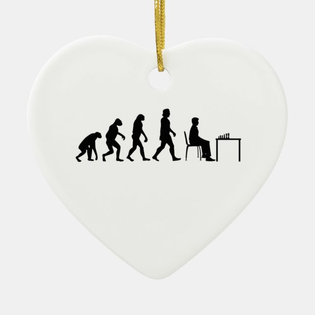 Chess - Chess Player Evolution Ceramic Tree Decoration (Front)