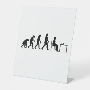 Chess - Chess Player Evolution Pedestal Sign