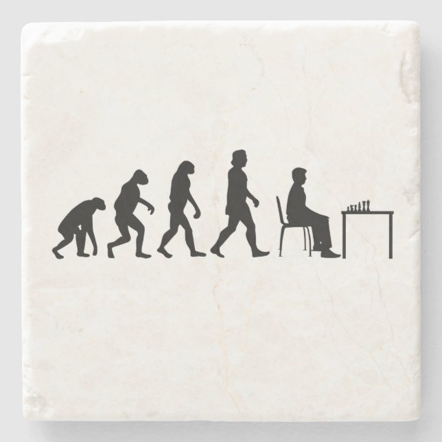 Chess - Chess Player Evolution Stone Coaster (Front)