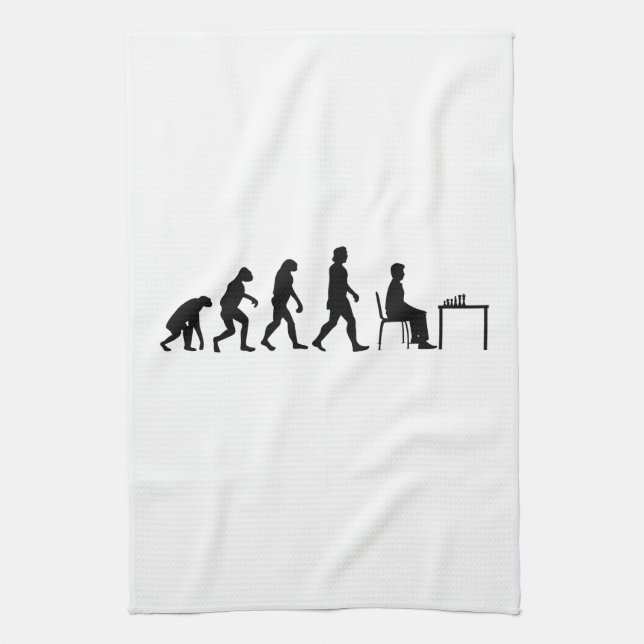Chess - Chess Player Evolution Tea Towel (Vertical)