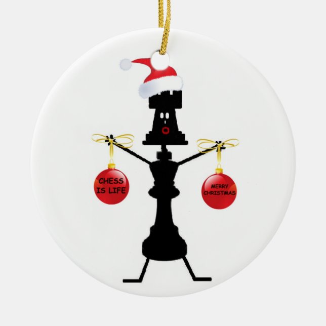 Chess Christmas Ceramic Tree Decoration (Front)