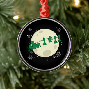 Chess Christmas Santa - Chess Piece Reindeer Metal Tree Decoration