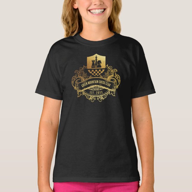 Chess Club League Tournament Name Sponsor on Back T-Shirt (Front)