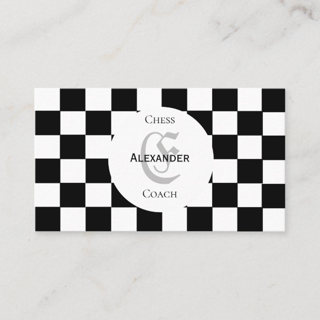 Chess Coach Classic Chessboard  Business Card (Front)