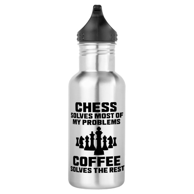 Chess & Coffee Solves My Problems Funny 532 Ml Water Bottle (Right)