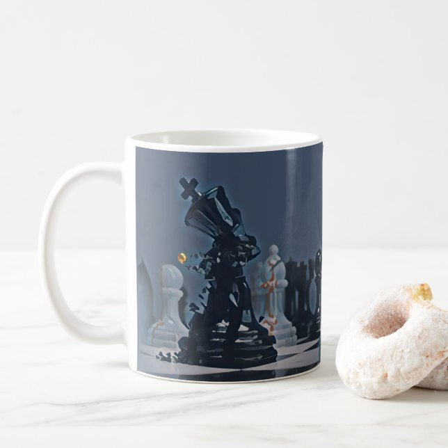 Chess - Cool Blue photograph Coffee Mug (With Donut)