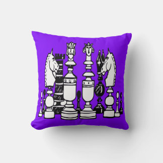 Chess decor pillow black white purple pillow