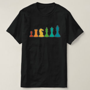 Chess Design with Retro Style Colour Pieces T-Shirt
