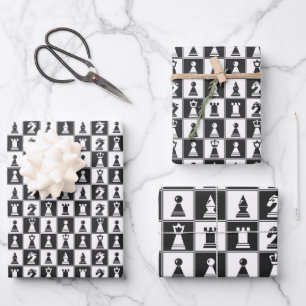 Chess Design Wrapping Paper Flat Sheet Set