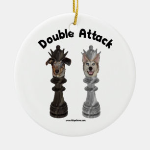 Chess Double Attack Dogs Ceramic Tree Decoration