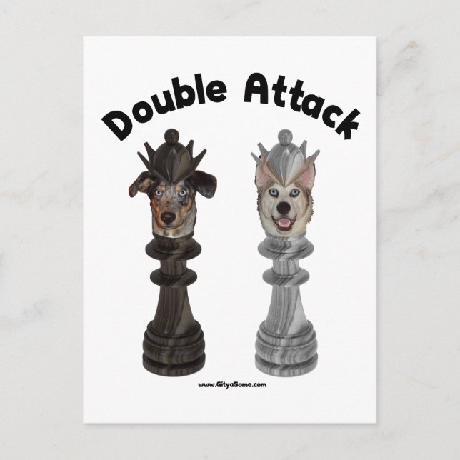 Chess Double Attack Dogs Postcard (Front)