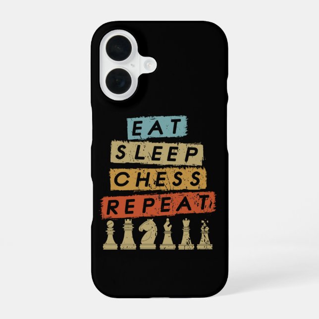 Chess - Eat Sleep Chess Repeat iPhone 16 Case (Back)