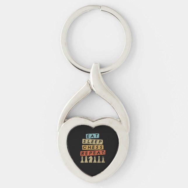 Chess - Eat Sleep Chess Repeat Key Ring (Front)