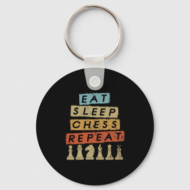 Chess - Eat Sleep Chess Repeat Key Ring (Front)