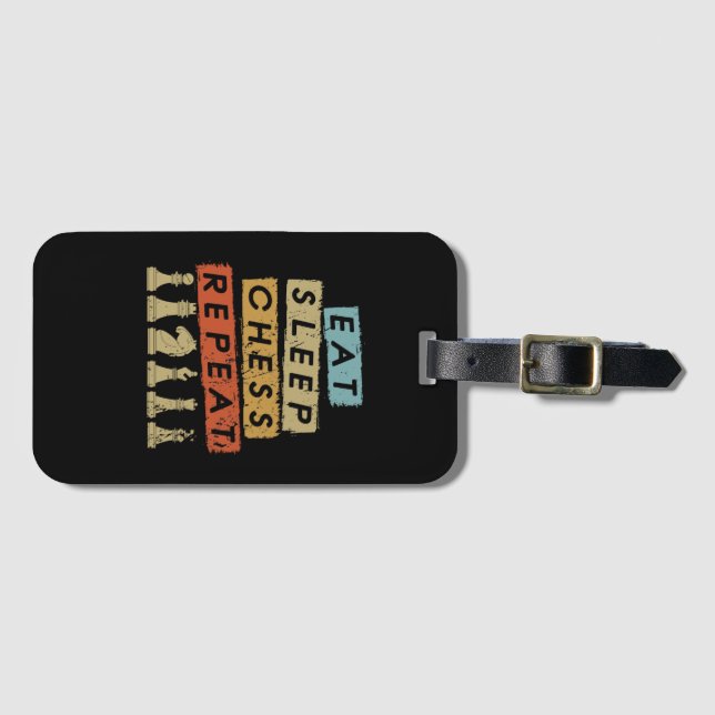 Chess - Eat Sleep Chess Repeat Luggage Tag (Front Horizontal)