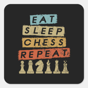 Chess - Eat Sleep Chess Repeat Square Sticker