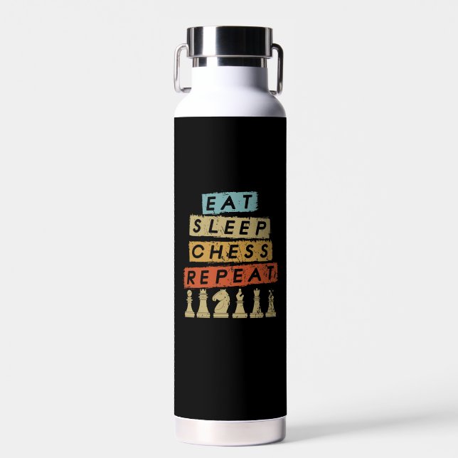Chess - Eat Sleep Chess Repeat Water Bottle (Front)