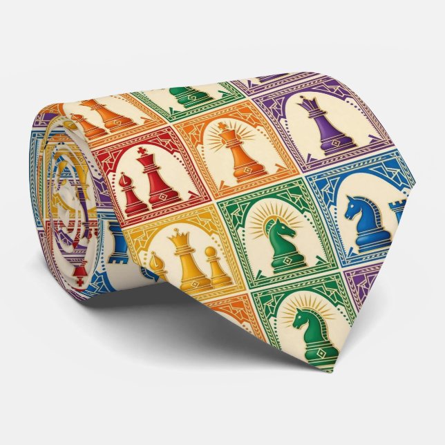 Chess Faux Silk | Luxury Chess Game Gentleman's Tie (Rolled)