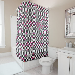 Chess flowers shower curtain
