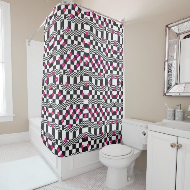 Chess flowers shower curtain (In Situ)
