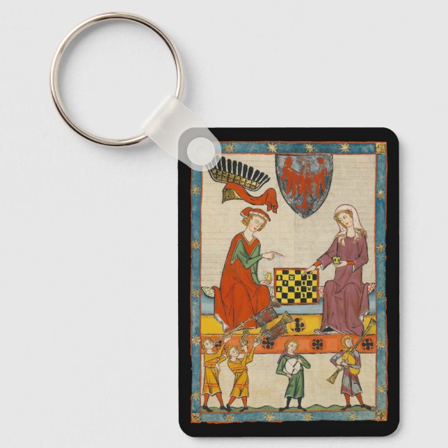 Chess Game 14th Century Codex Manesse Key Ring (Front)