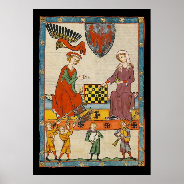 Chess Game 14th Century Codex Manesse Poster (Front)