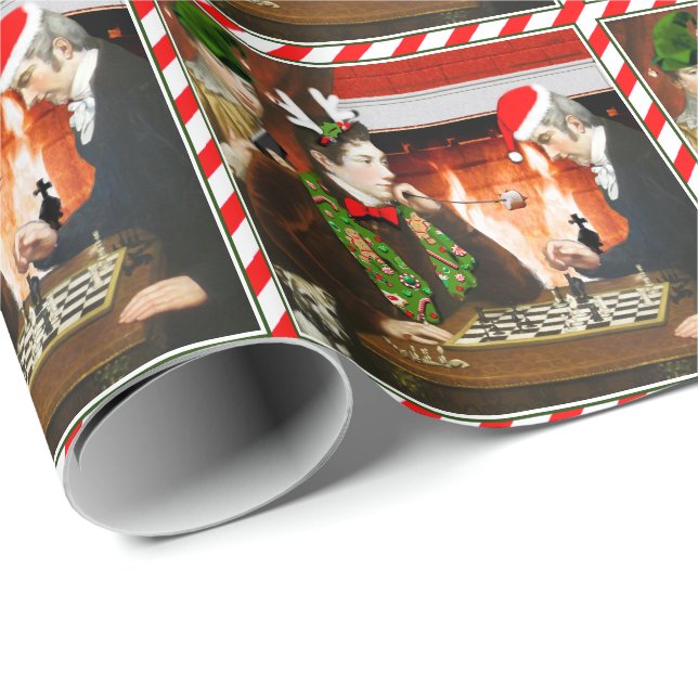 Chess Game Christmas Holiday Gift Wrapping Paper (Roll Corner)