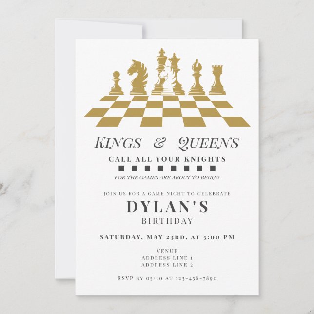 Chess Game Night Call Your Knights Birthday Party Invitation (Front)