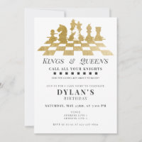 Chess Game Night Call Your Knights Gold Birthday