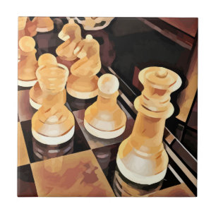 Chess game Original Abstract art  Tile