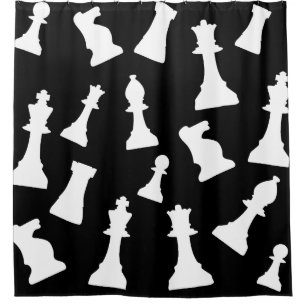Chess game pieces design  shower curtain