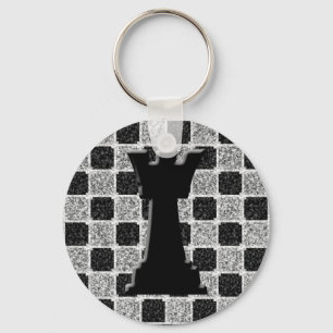Chess Game Rook and Board Key Ring