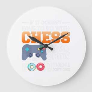 Chess Gift Chess Video Game Or Food Design Large Clock