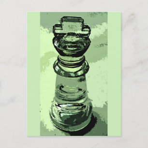 Chess, Glass King, Green Background, Outlined Postcard