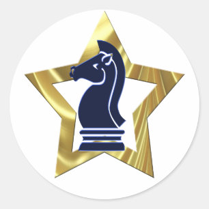 Chess Gold Star Rook Classic Round Sticker
