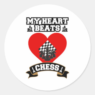 Chess Heart Pieces Strategy Game Love Passion  Classic Round Sticker