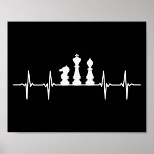 Chess Heartbeat Chess Pieces Throw Pillow Poster