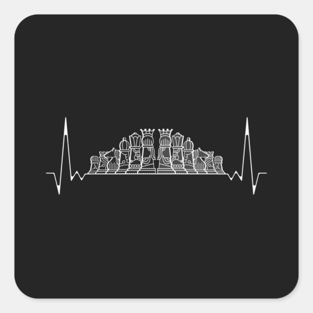 Chess Heartbeat Square Sticker (Front)