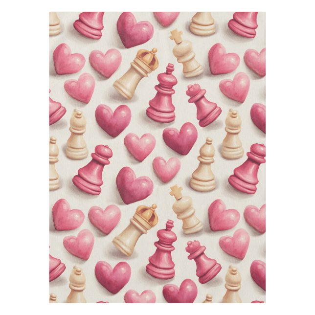 Chess & Hearts Valentines Pattern Tablecloth (Front)