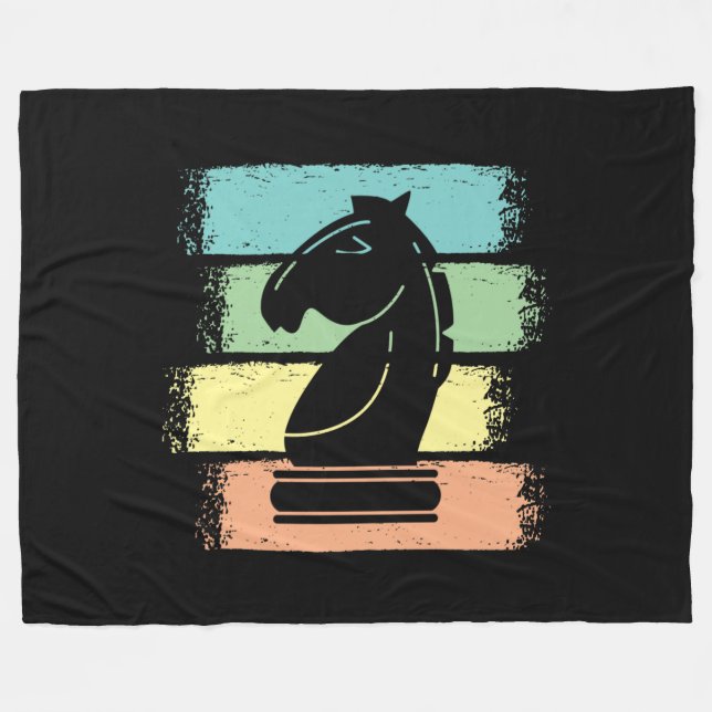 Chess Horse Retro Fleece Blanket (Front (Horizontal))