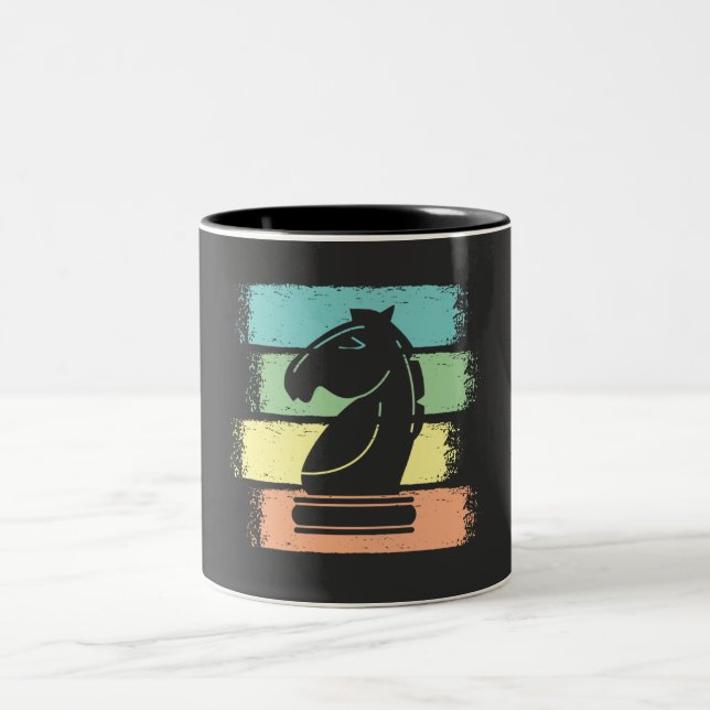Chess Horse Retro Two-Tone Coffee Mug (Center)