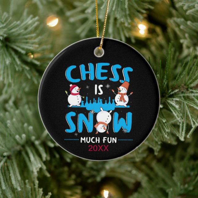 Chess is Snow Much Fun - Winter Holiday Snowman Ceramic Tree Decoration (Tree)