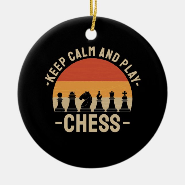 Chess - Keep Calm And Play Chess Ceramic Tree Decoration (Front)