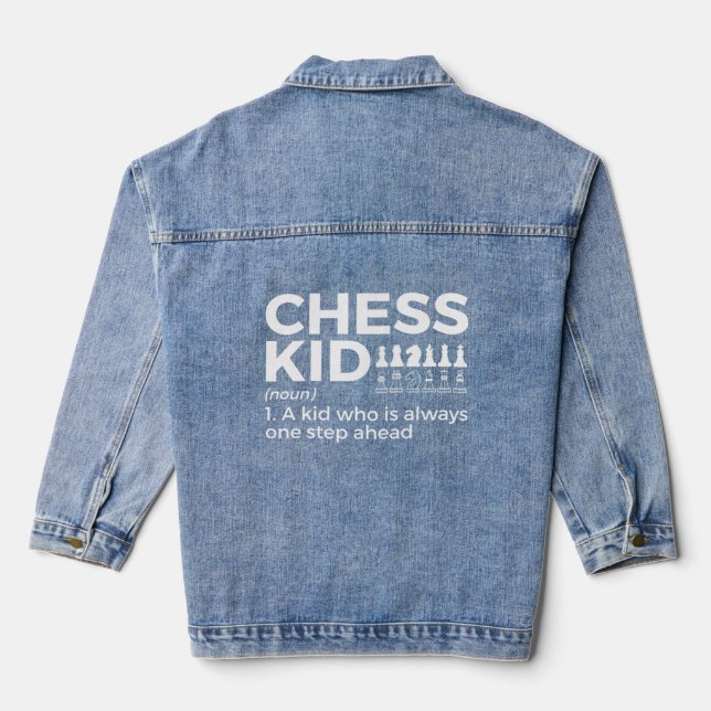 Chess Kid Definition Chess Player  Denim Jacket (Back)