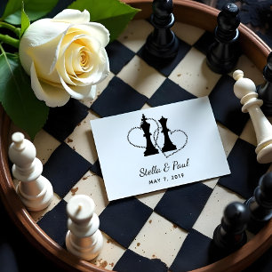 Chess King and Queen Pieces Wedding Design Rubber Stamp