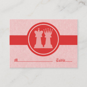 Chess King and Queen Wedding Place Cards, Red Card