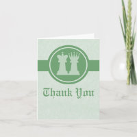 Chess King and Queen Wedding Thank You Card, Green